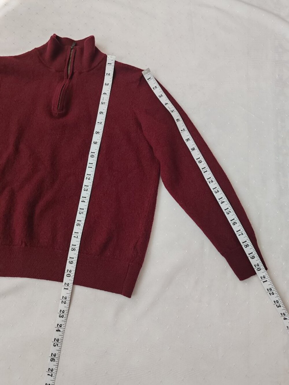 Christian Lacroix Extra Fine Merino Wool 1/4 Zip Sweater Burgundy L - Picture 8 of 10